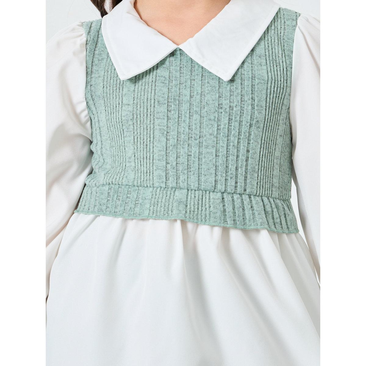 طقم من بنطال ليقنز وبلوزة بياقة-girls-clothing-setsandcoords-image-3