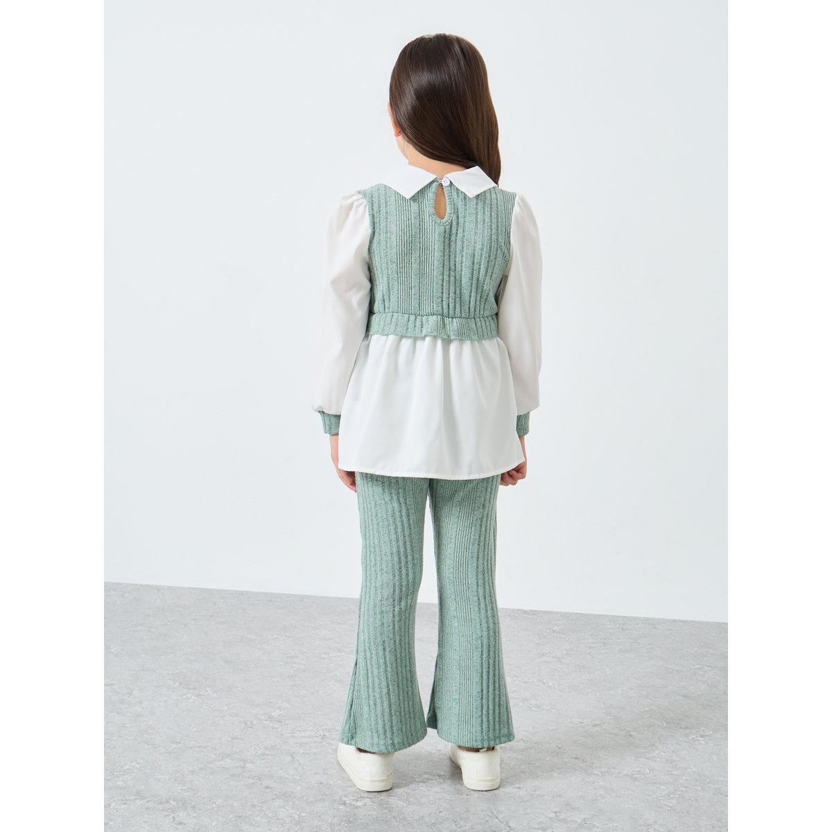طقم من بنطال ليقنز وبلوزة بياقة-girls-clothing-setsandcoords-image-4