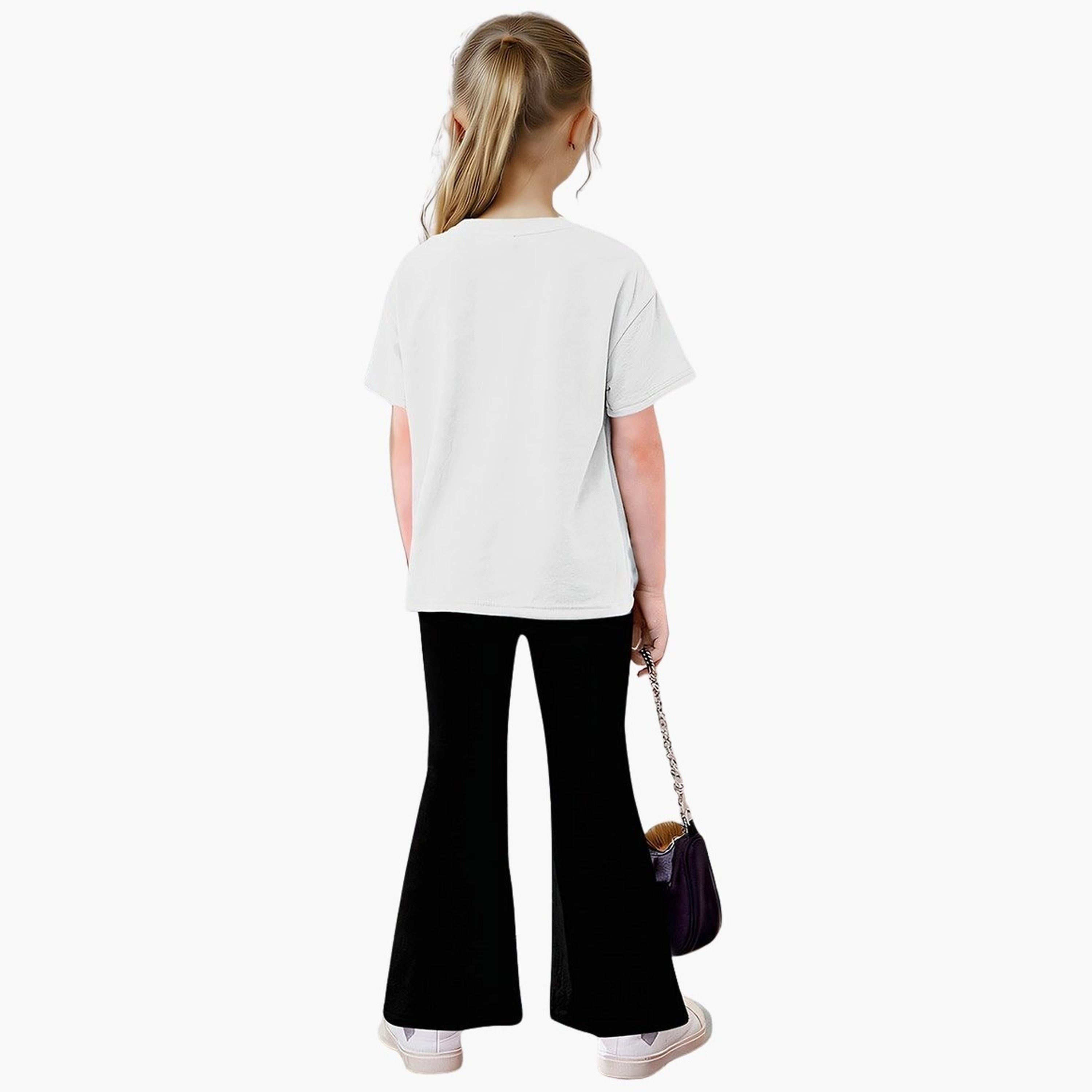 Take Two Girls Graphic Print T-Shirt and Flared Pants Set-girls-clothing-setsandcoords-image-2