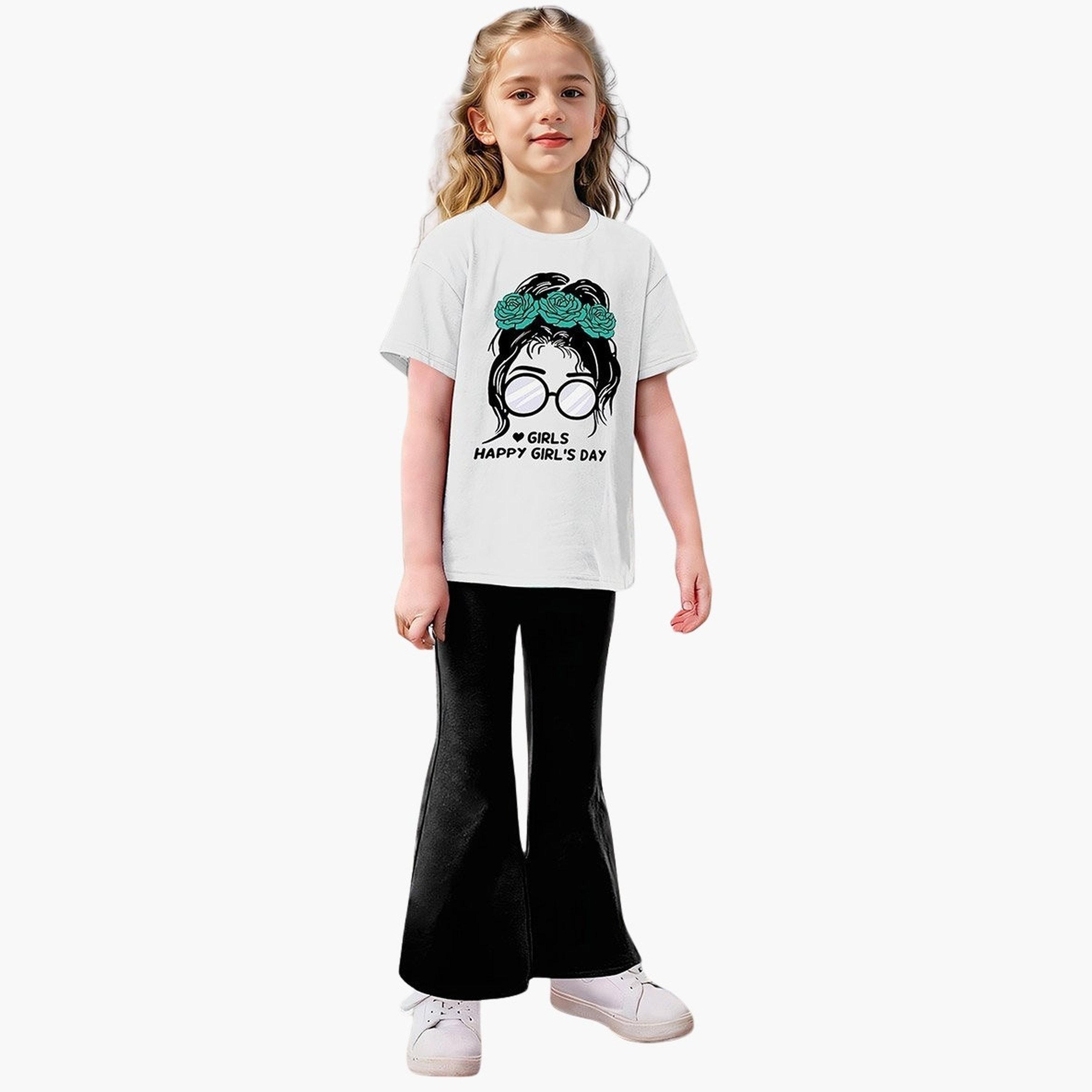 Take Two Girls Graphic Print T-Shirt and Flared Pants Set-girls-clothing-setsandcoords-image-4