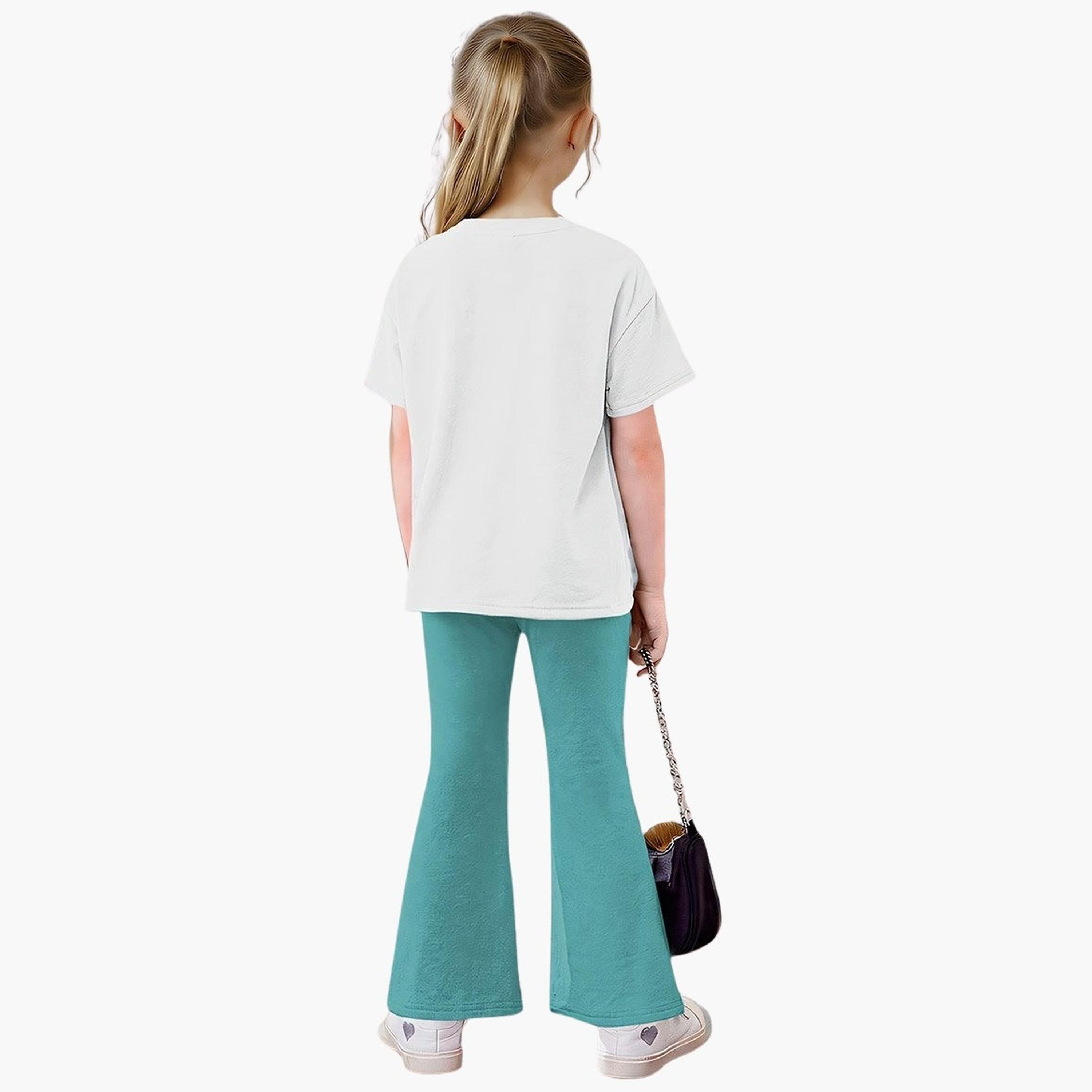 Take Two Girls Graphic Print T-Shirt and Flared Pants Set-girls-clothing-setsandcoords-image-2