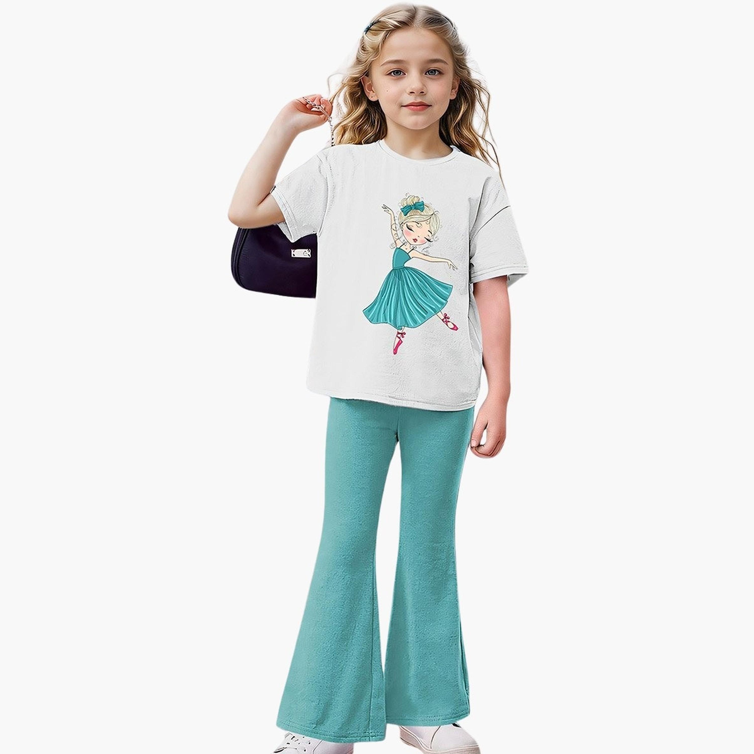 Take Two Girls Graphic Print T-Shirt and Flared Pants Set-girls-clothing-setsandcoords-image-4