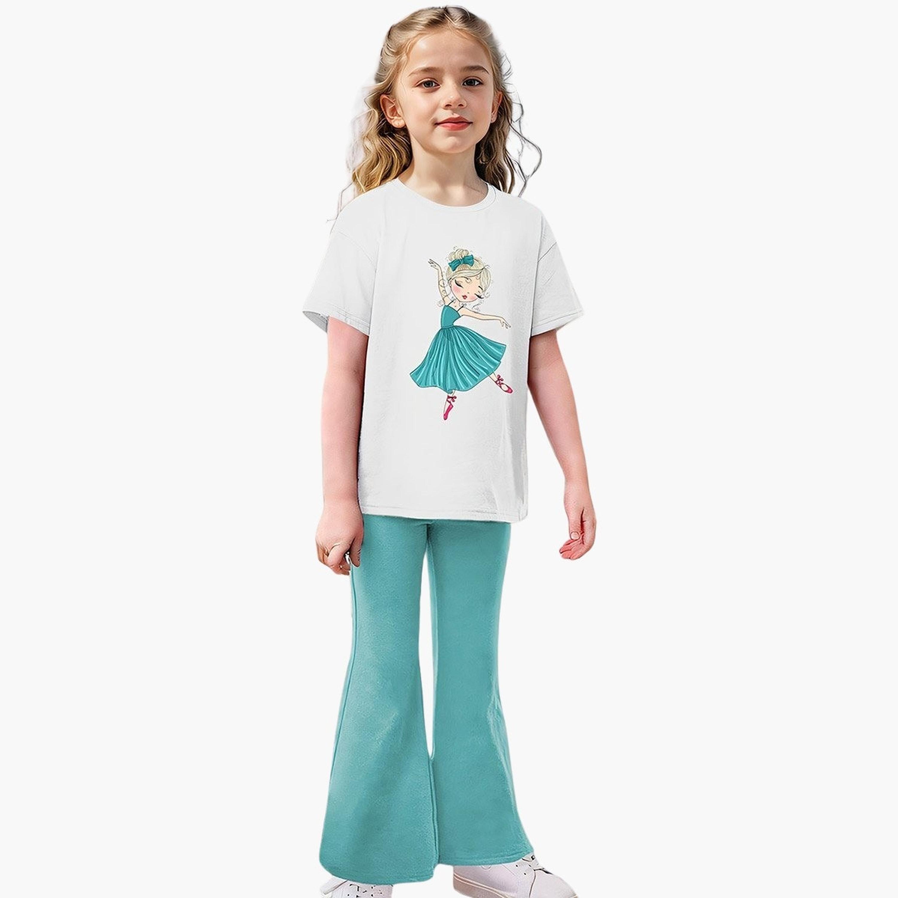 Take Two Girls Graphic Print T-Shirt and Flared Pants Set-girls-clothing-setsandcoords-image-5