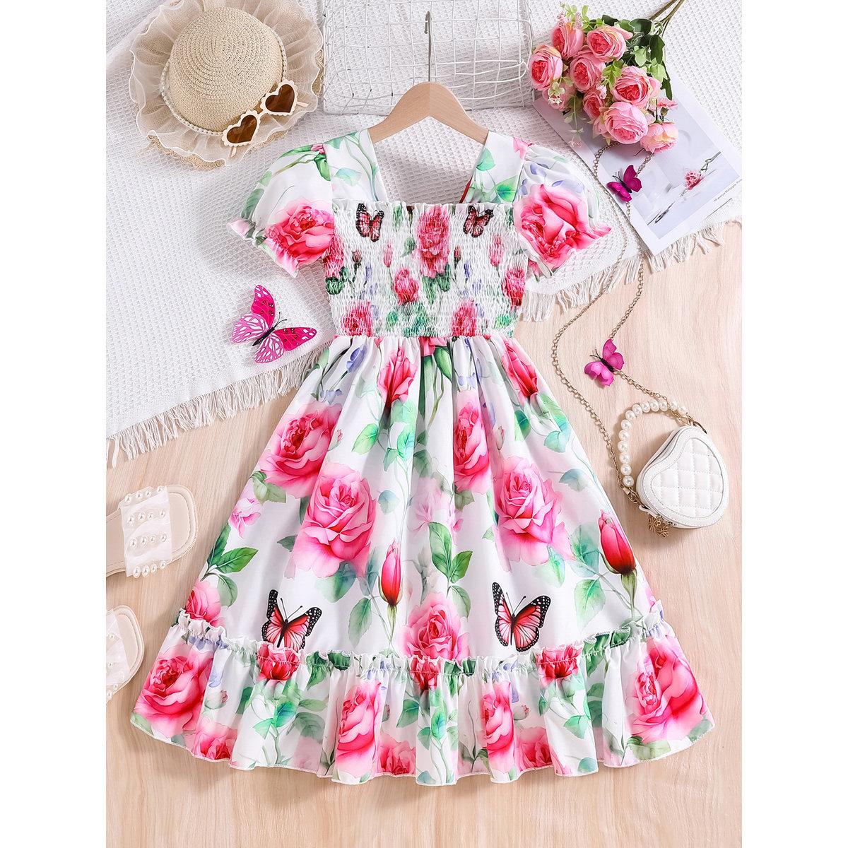 فستان بطبعة جرافيك وأكمام منفوخة-girls-clothing-dressesandjumpsuits-image-1