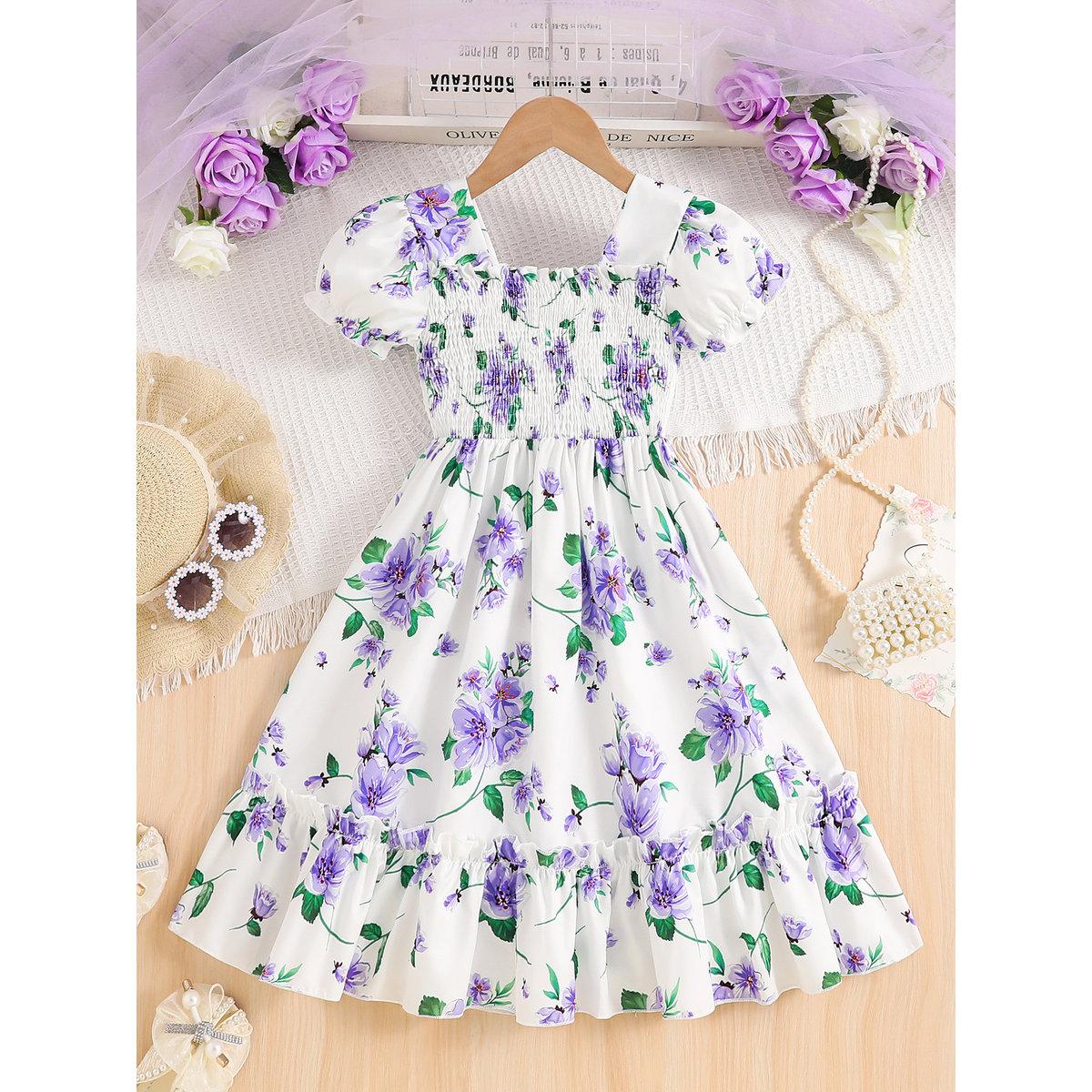 Take Two Girls White Floral Print Puff Sleeve Dress-girls-clothing-dressesandjumpsuits-image-1