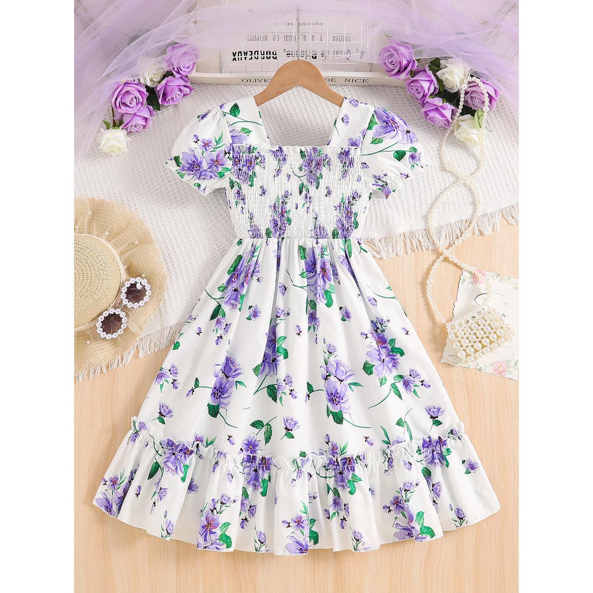 Take Two Girls White Floral Print Puff Sleeve Dress-girls-clothing-dressesandjumpsuits-image-2