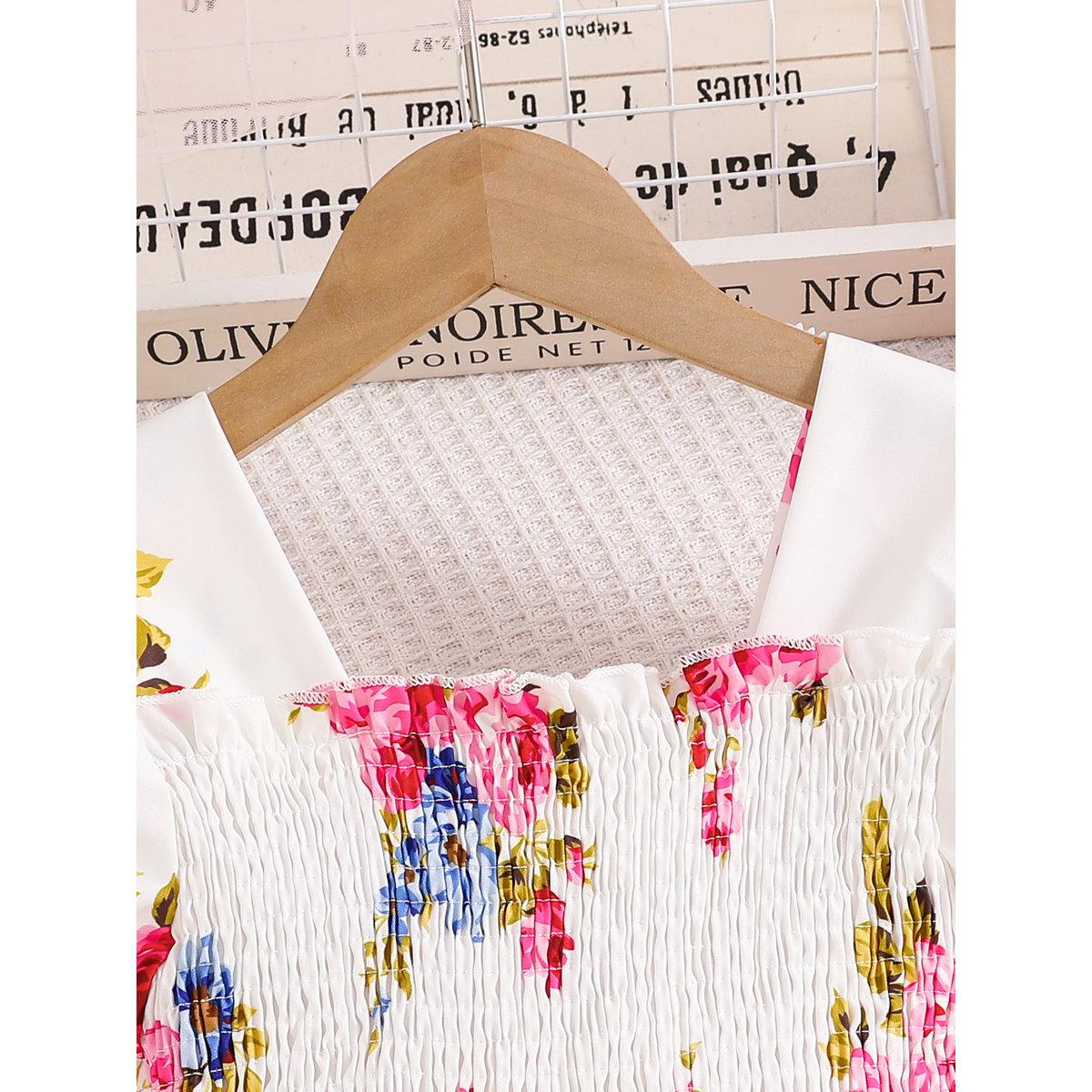 Take Two Girls White Floral Print Puff Sleeve Dress-girls-clothing-dressesandjumpsuits-image-3