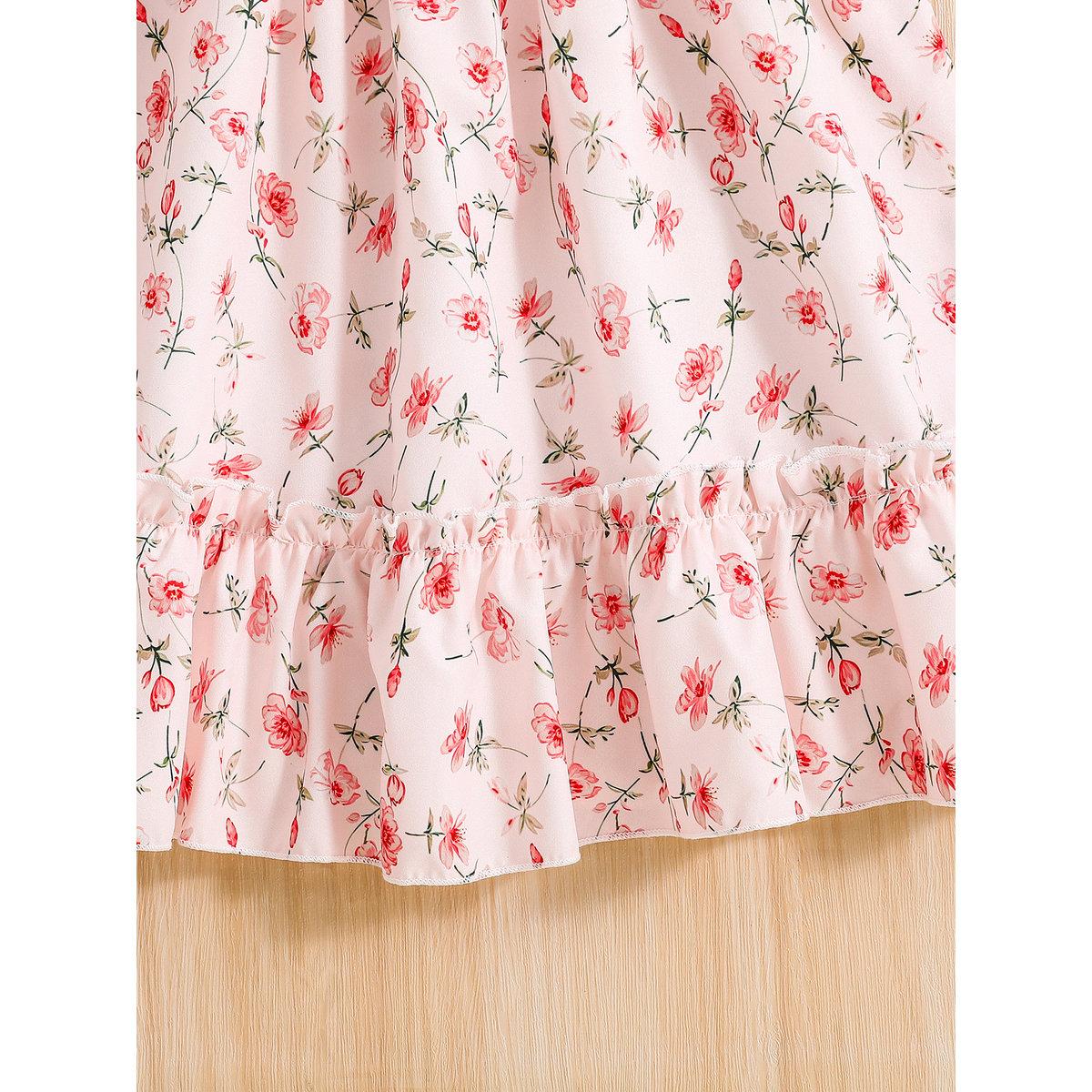 Take Two Girls Pink Floral Print Puff Sleeve Dress-girls-clothing-dressesandjumpsuits-image-6