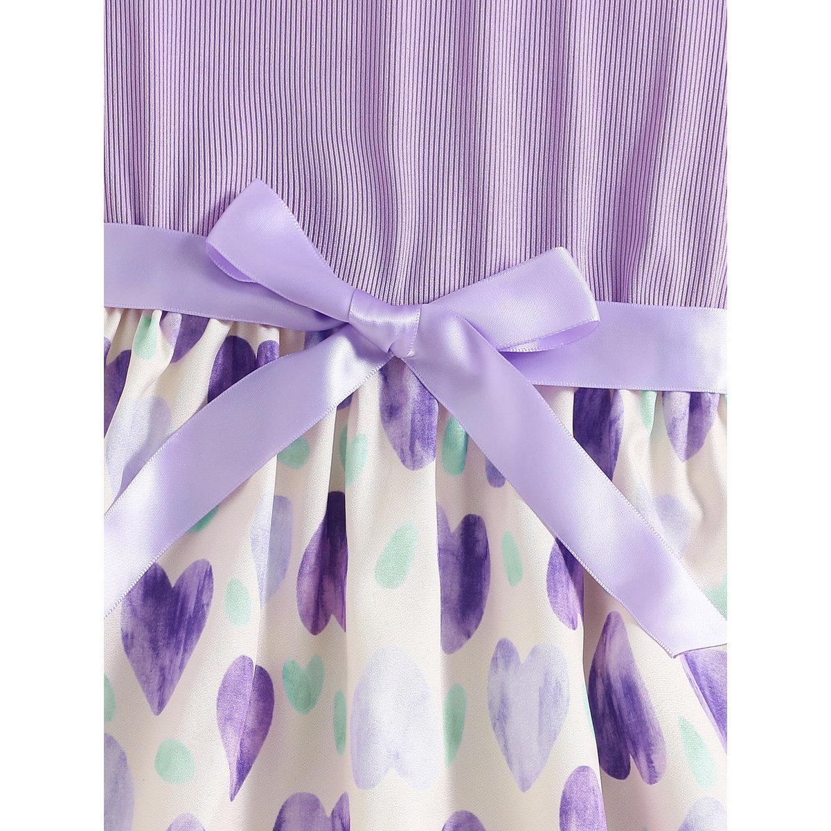 Take Two Girls Heart Print Bow Detail Dress-girls-clothing-dressesandjumpsuits-image-5