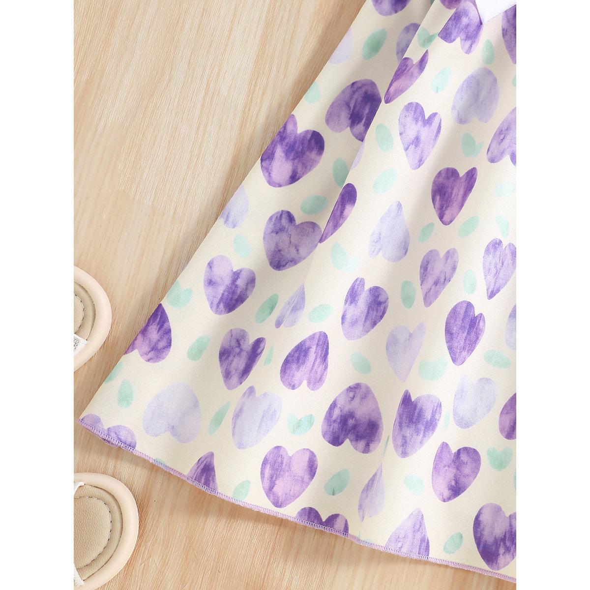 Take Two Girls Heart Print Bow Detail Dress-girls-clothing-dressesandjumpsuits-image-6