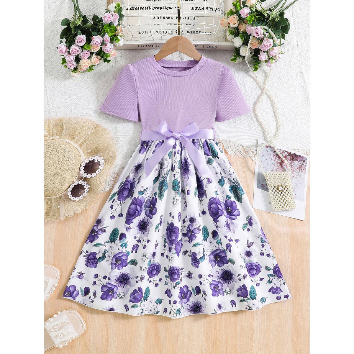 Take Two Girls Floral Print Bow Detail Dress-girls-clothing-dressesandjumpsuits-image-1
