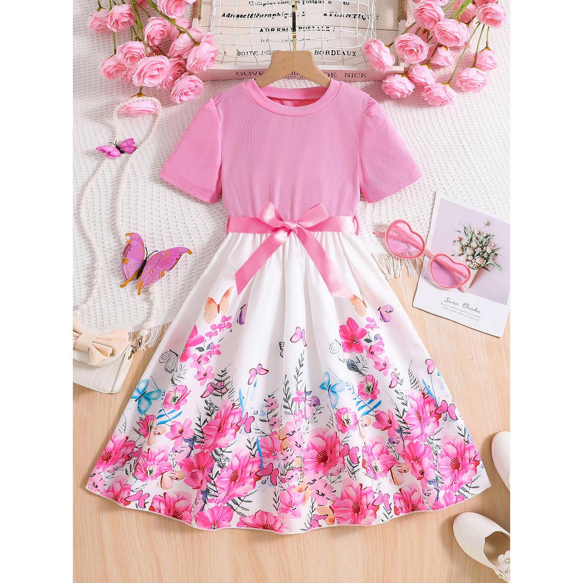 Take Two Girls Floral Print Bow Detail Dress-girls-clothing-dressesandjumpsuits-image-1