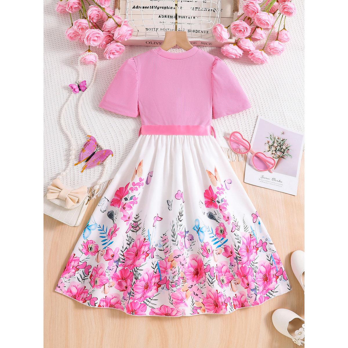 فستان بطبعة زهور وتفاصيل فيونكة-girls-clothing-dressesandjumpsuits-image-2