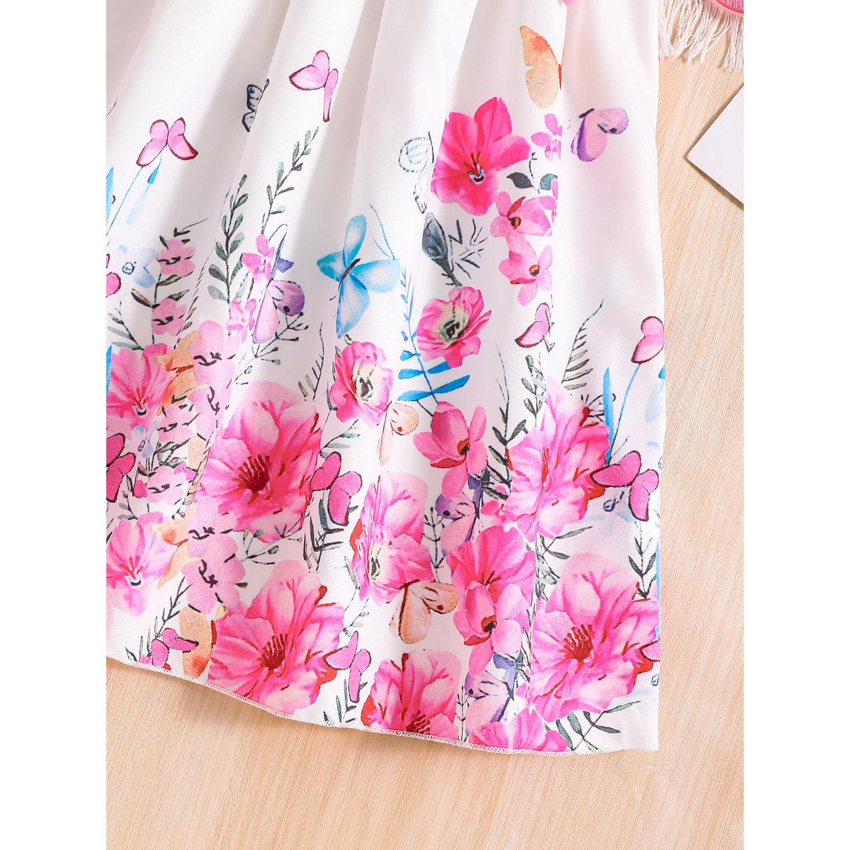 Take Two Girls Floral Print Bow Detail Dress-girls-clothing-dressesandjumpsuits-image-6