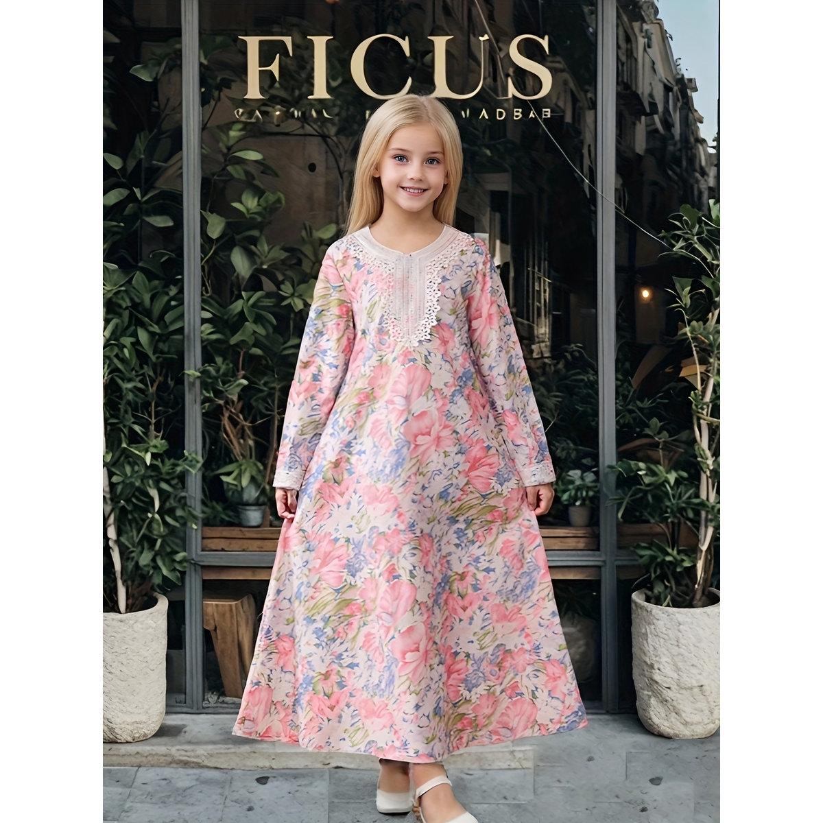 فستان مُطبع بالكامل مع تداخلات دانتيل-girls-clothing-dressesandjumpsuits-image-2