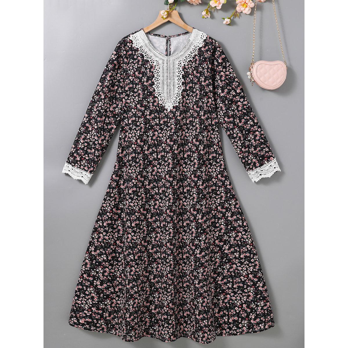 Take Two Teen All Over Print Lace Patchwork Dress-girls-clothing-dressesandjumpsuits-image-1