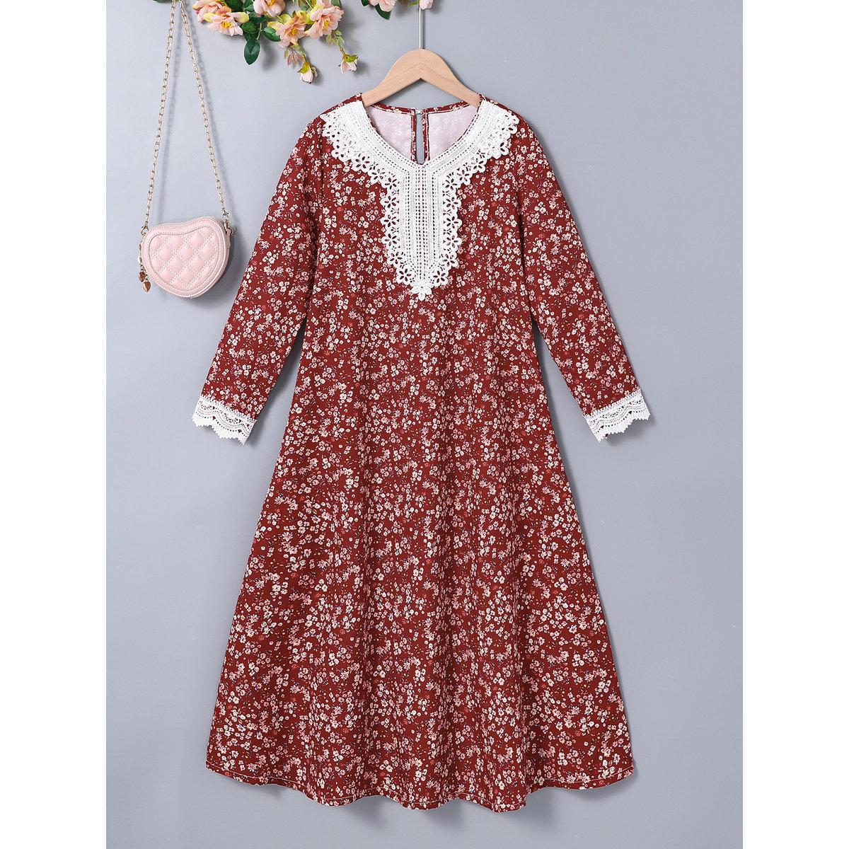 فستان مُطبع بالكامل مع تداخلات دانتيل-girls-clothing-dressesandjumpsuits-image-1