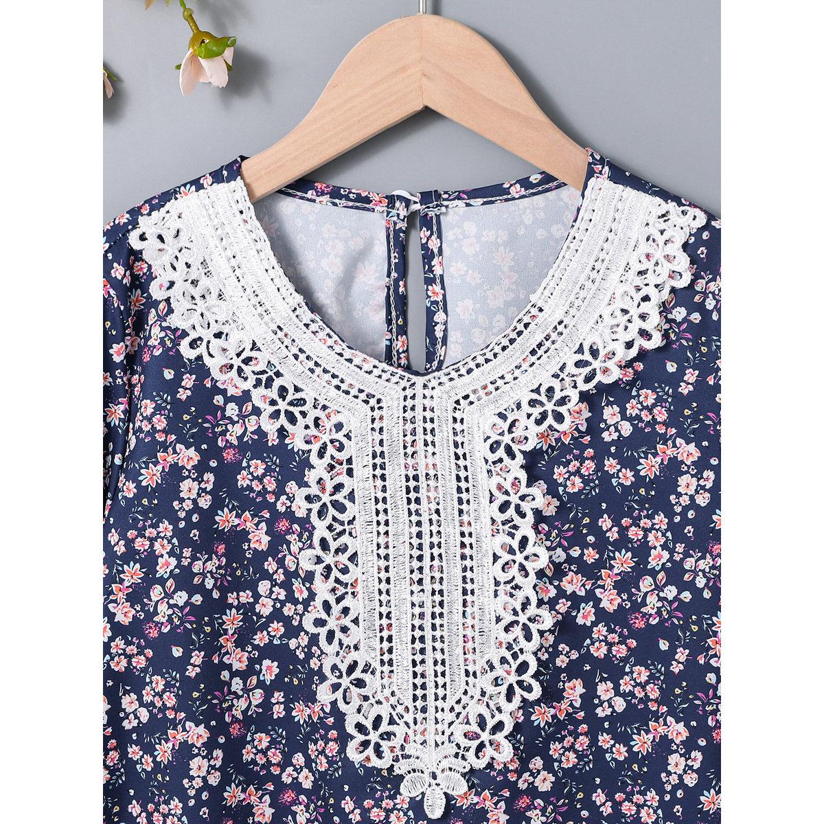Take Two Teen All Over Print Lace Patchwork Dress-girls-clothing-dressesandjumpsuits-image-3