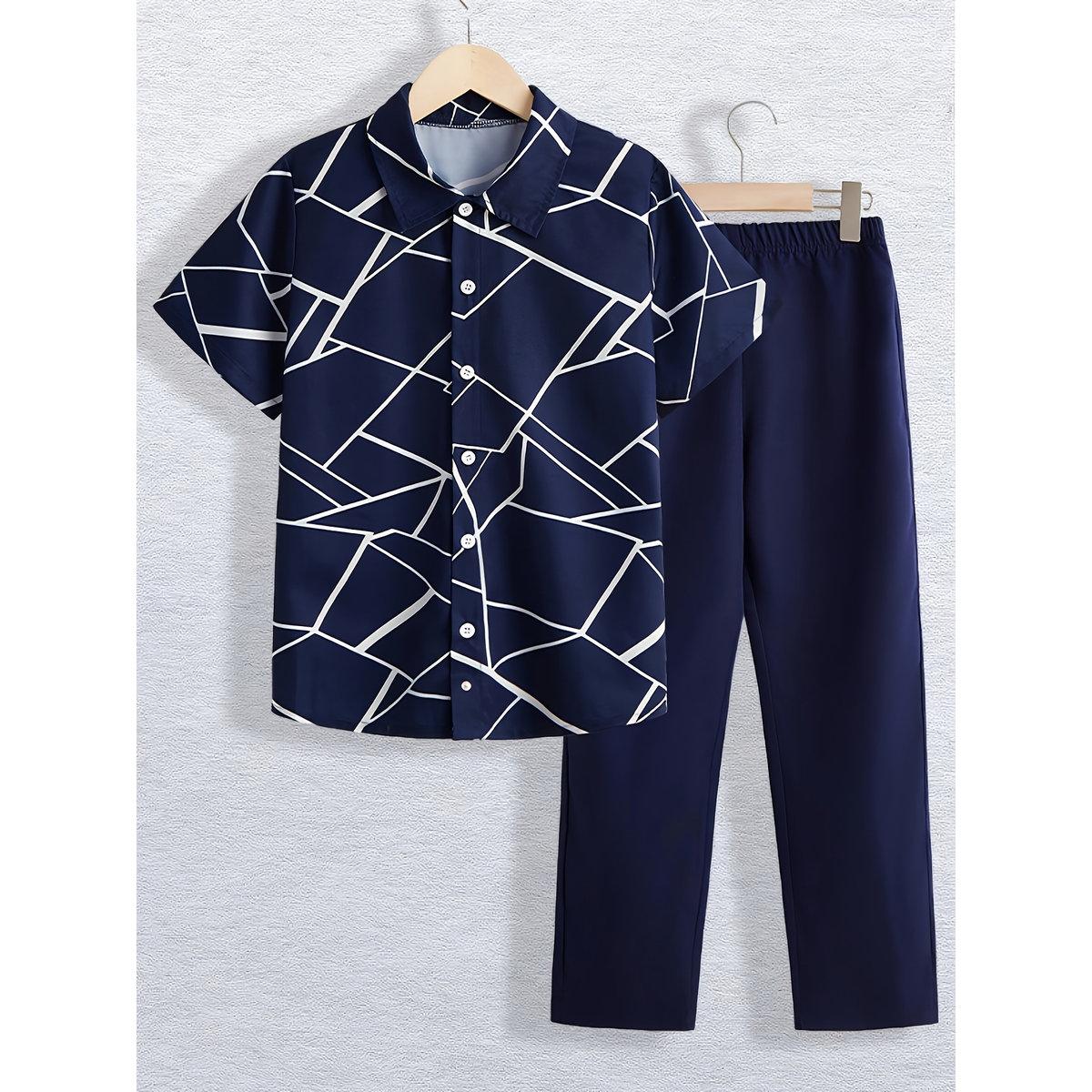 Take Two Teen Printed Button Front Shirt and Pants Set-boys-clothing-setsandcoords-image-2