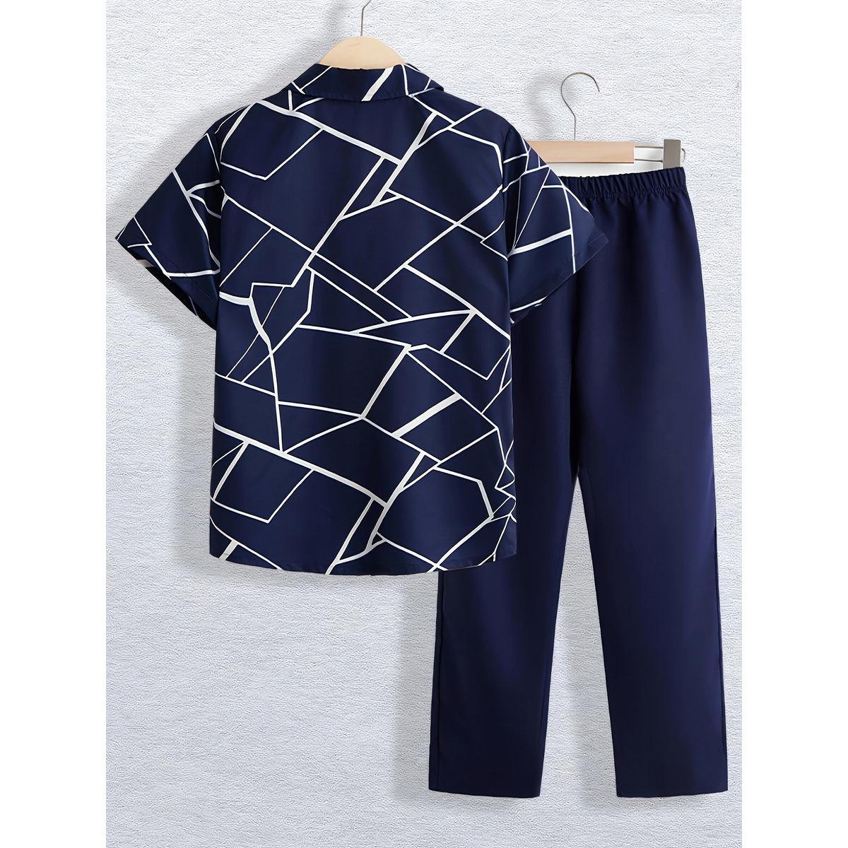 Take Two Teen Printed Button Front Shirt and Pants Set-boys-clothing-setsandcoords-image-3
