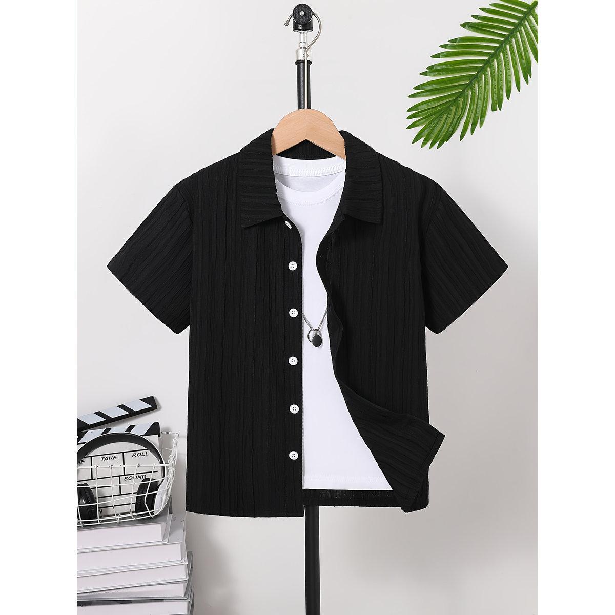 قميص بتفاصيل بارزة الملمس مع أزرار-boys-clothing-shirts-image-1