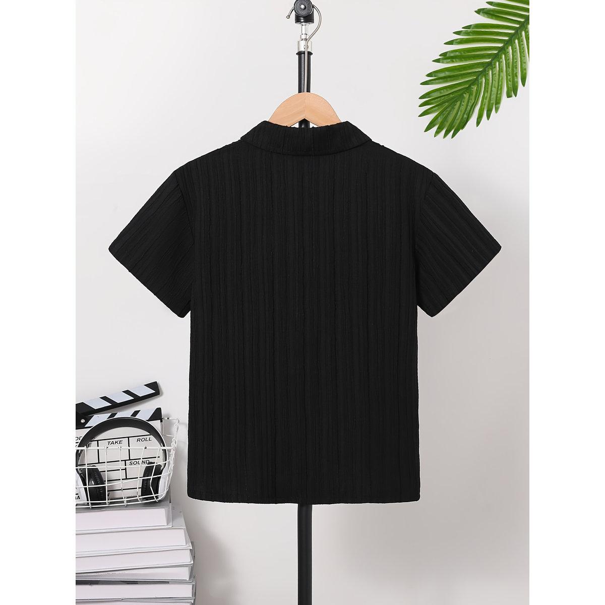 قميص بتفاصيل بارزة الملمس مع أزرار-boys-clothing-shirts-image-2