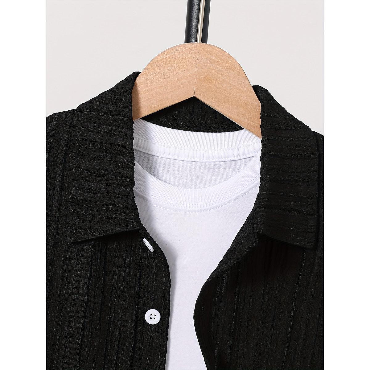 قميص بتفاصيل بارزة الملمس مع أزرار-boys-clothing-shirts-image-3