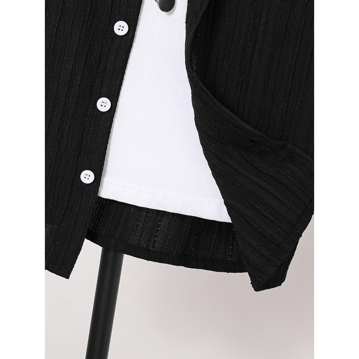 Take Two Teen Black Textured Button Front Shirt-boys-clothing-shirts-image-5