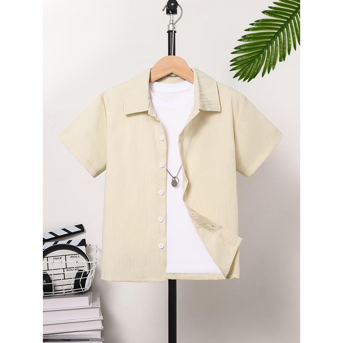 قميص بتفاصيل بارزة الملمس مع أزرار-boys-clothing-shirts-image-1