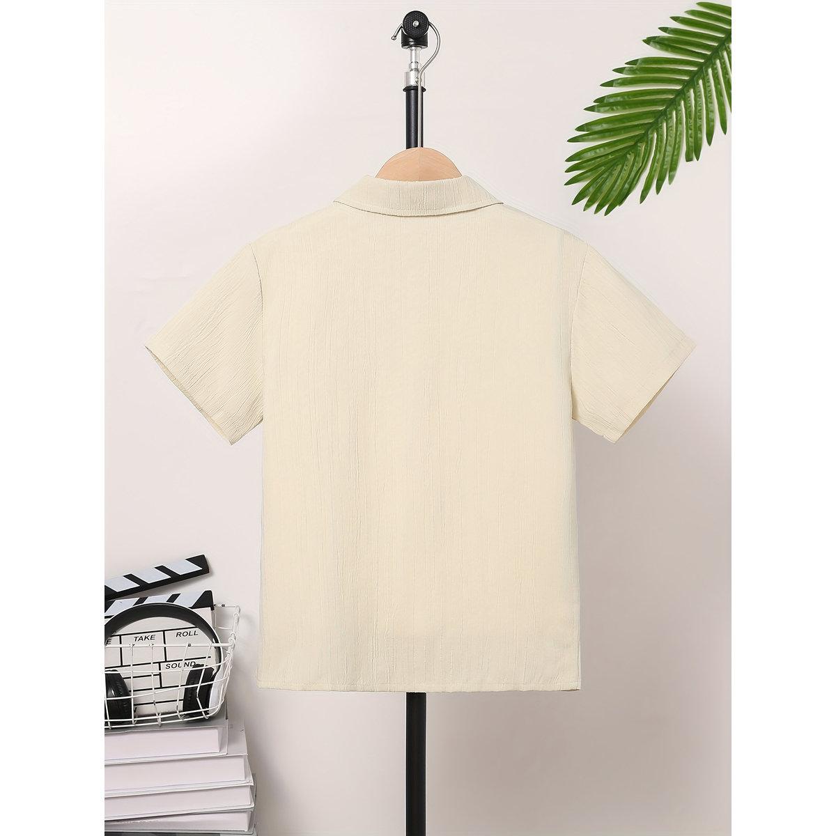 Take Two Teen Beige Textured Button Front Shirt-boys-clothing-shirts-image-2