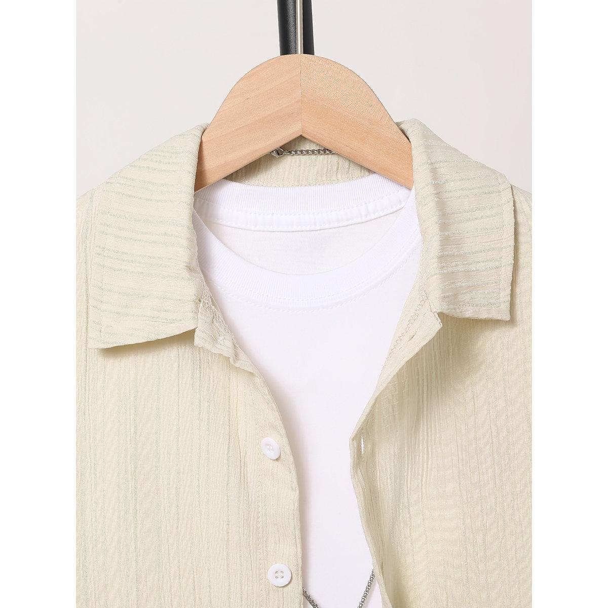 قميص بتفاصيل بارزة الملمس مع أزرار-boys-clothing-shirts-image-3