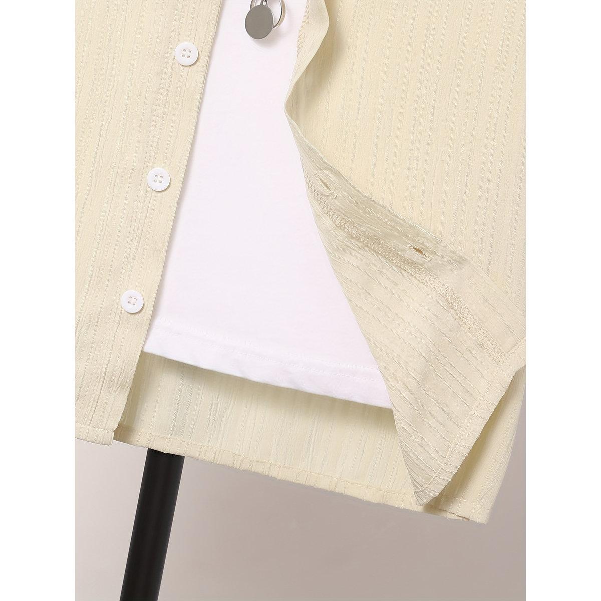 Take Two Teen Beige Textured Button Front Shirt-boys-clothing-shirts-image-4