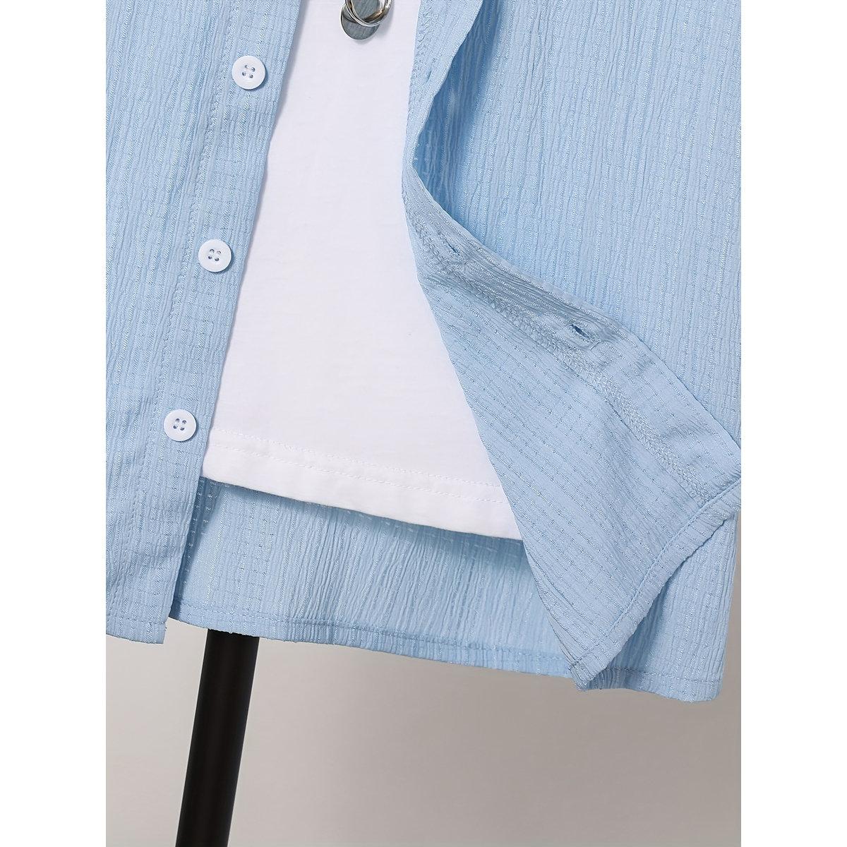 Take Two Teen Blue Textured Button Front Shirt-boys-clothing-shirts-image-4