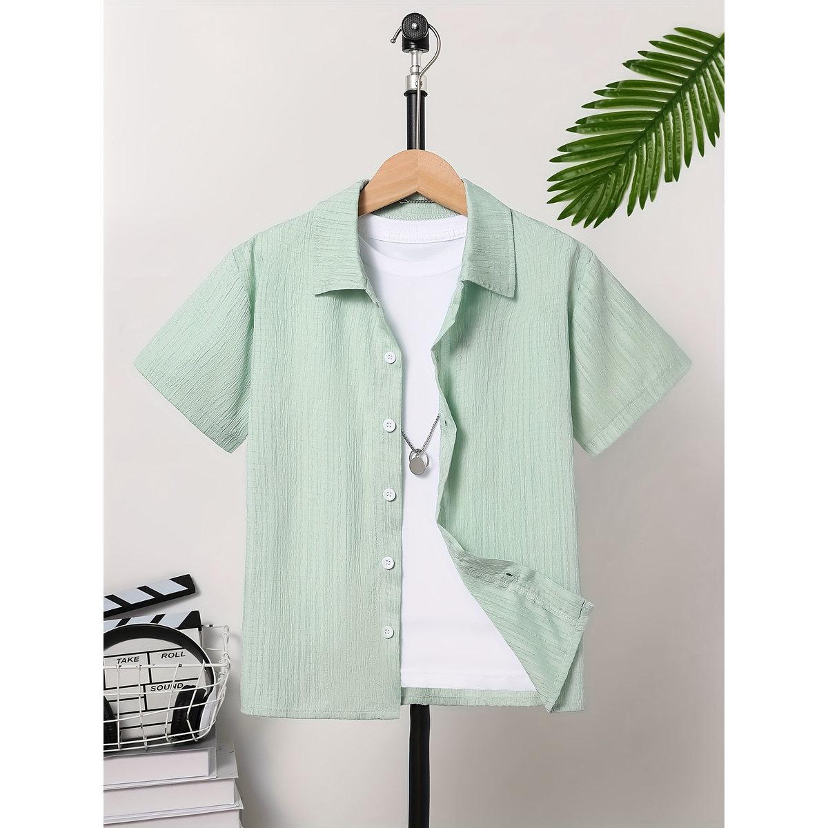 قميص بتفاصيل بارزة الملمس مع أزرار-boys-clothing-shirts-image-1