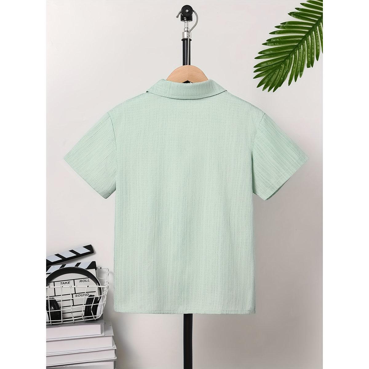 Take Two Teen Green Textured Button Front Shirt-boys-clothing-shirts-image-2