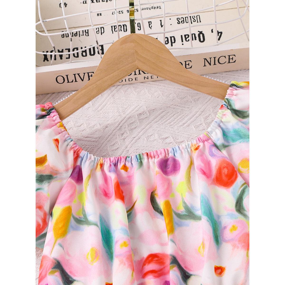 Take Two Girls Floral Square Neck Casual Dress-girls-clothing-dressesandjumpsuits-image-3
