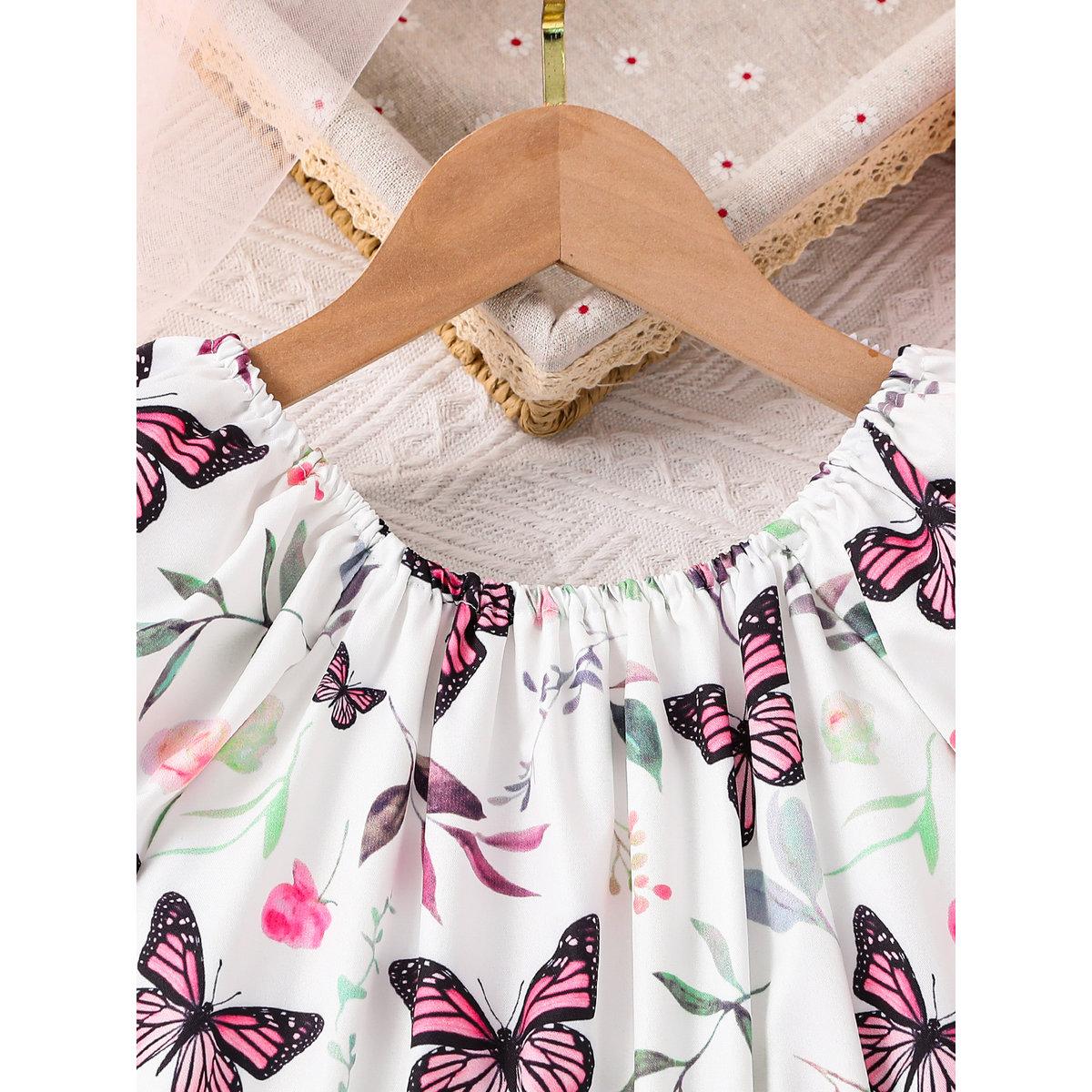 Take Two Girls Butterfly Print Puff Sleeve A-line Dress-girls-clothing-dressesandjumpsuits-image-3