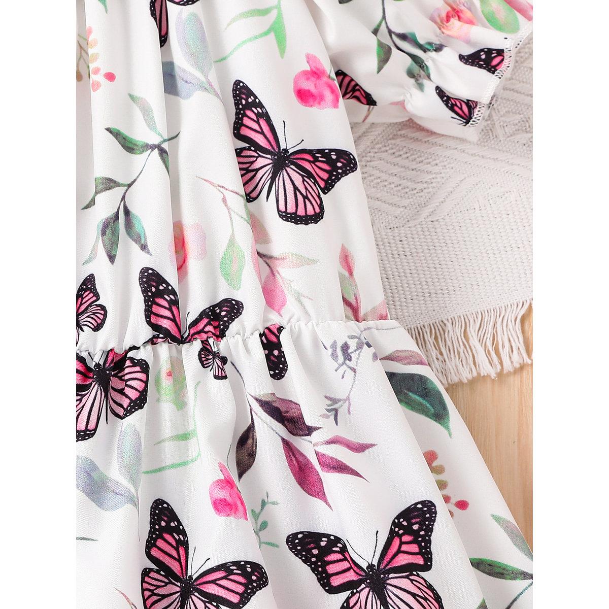 Take Two Girls Butterfly Print Puff Sleeve A-line Dress-girls-clothing-dressesandjumpsuits-image-5