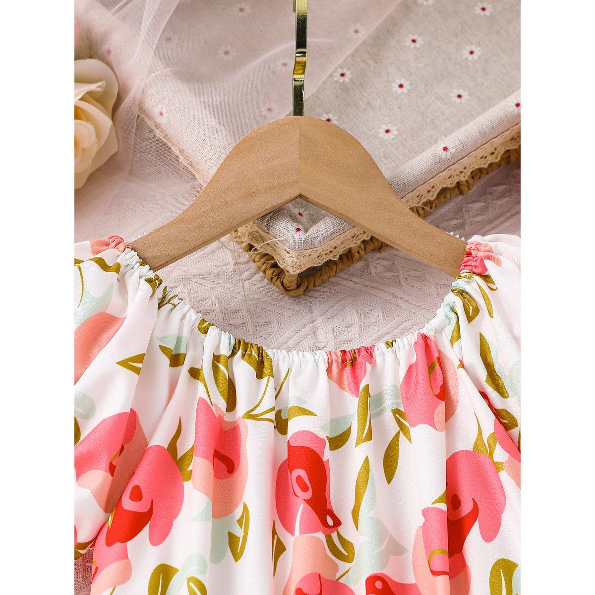 Take Two Girls Rose Print Puff Sleeve Dress-girls-clothing-dressesandjumpsuits-image-3