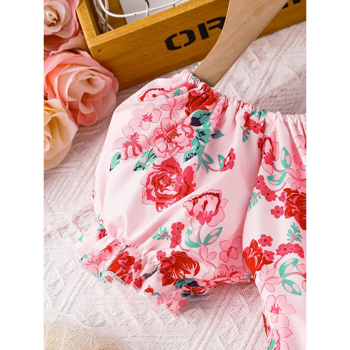 Take Two Pink Floral Puff Sleeves A-Line Dress-girls-clothing-dressesandjumpsuits-image-4