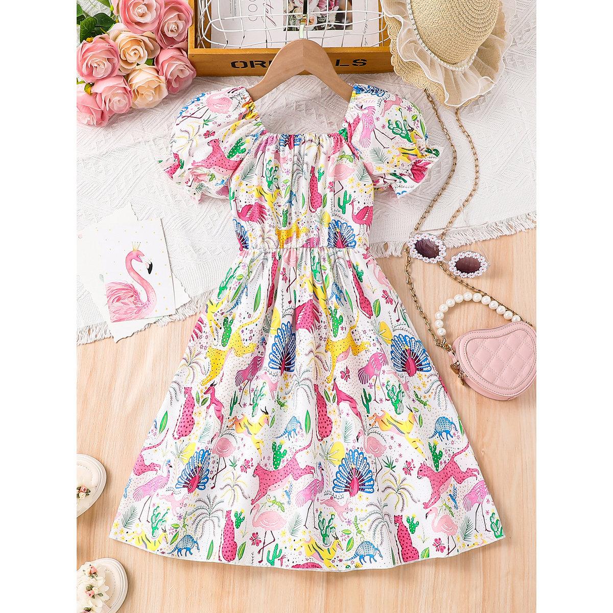 Take Two Girls Multi Graphic Print Square Neck Dress-girls-clothing-dressesandjumpsuits-image-2