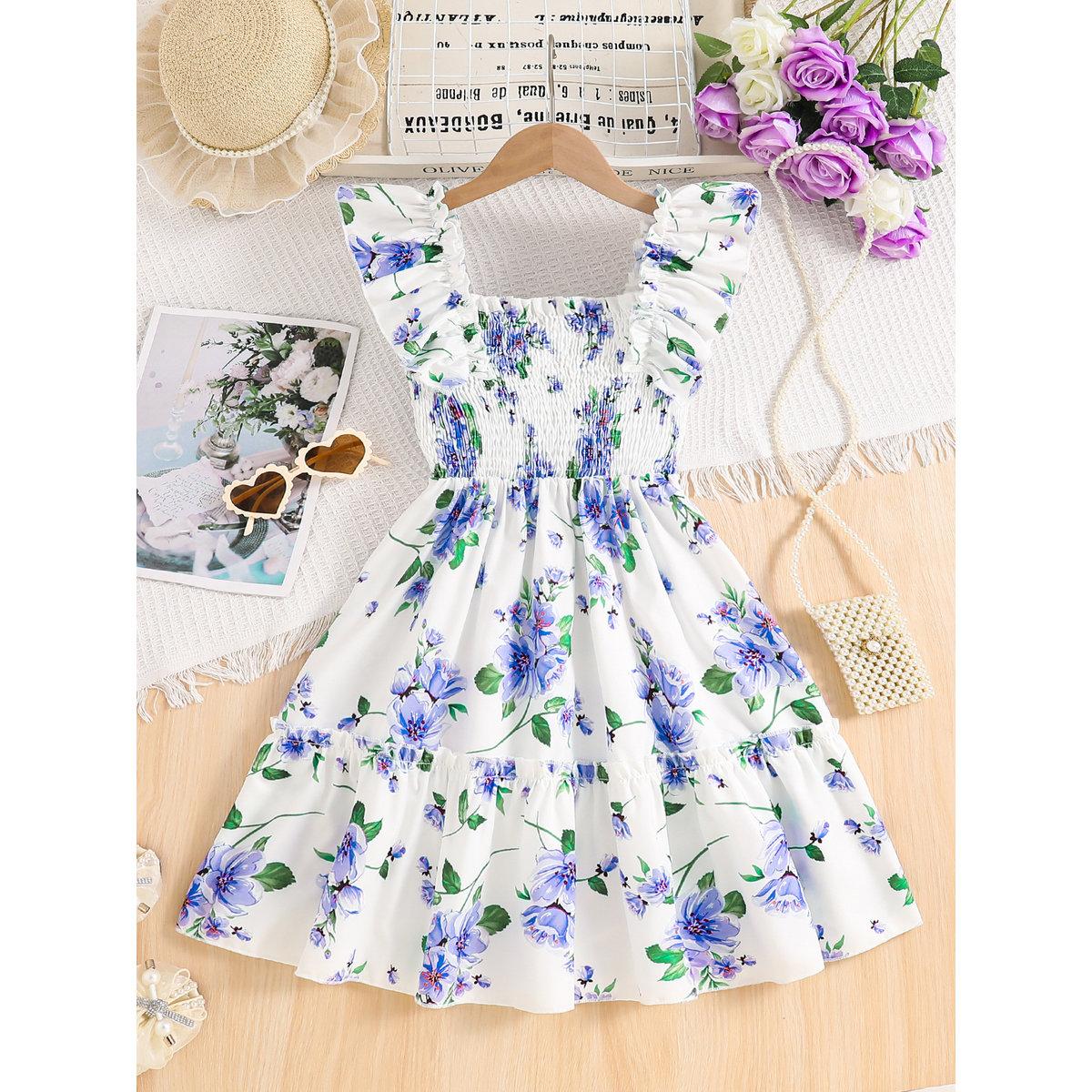 فستان بطبعة زهور وأكمام كشكش-girls-clothing-dressesandjumpsuits-image-1