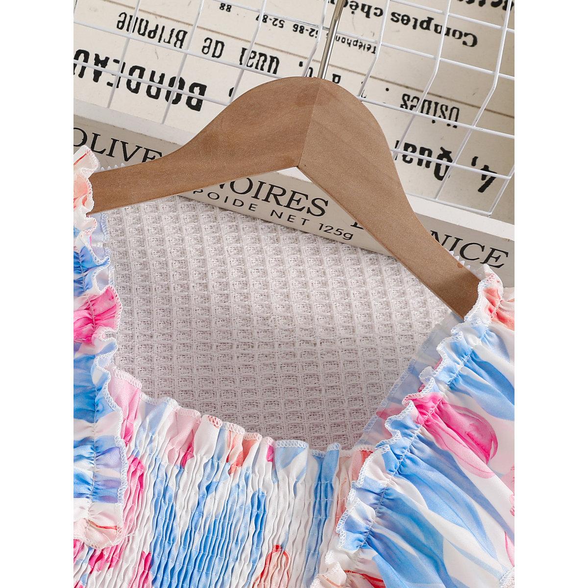 فستان بطبعة تيوليب وأكمام كشكش-girls-clothing-dressesandjumpsuits-image-3