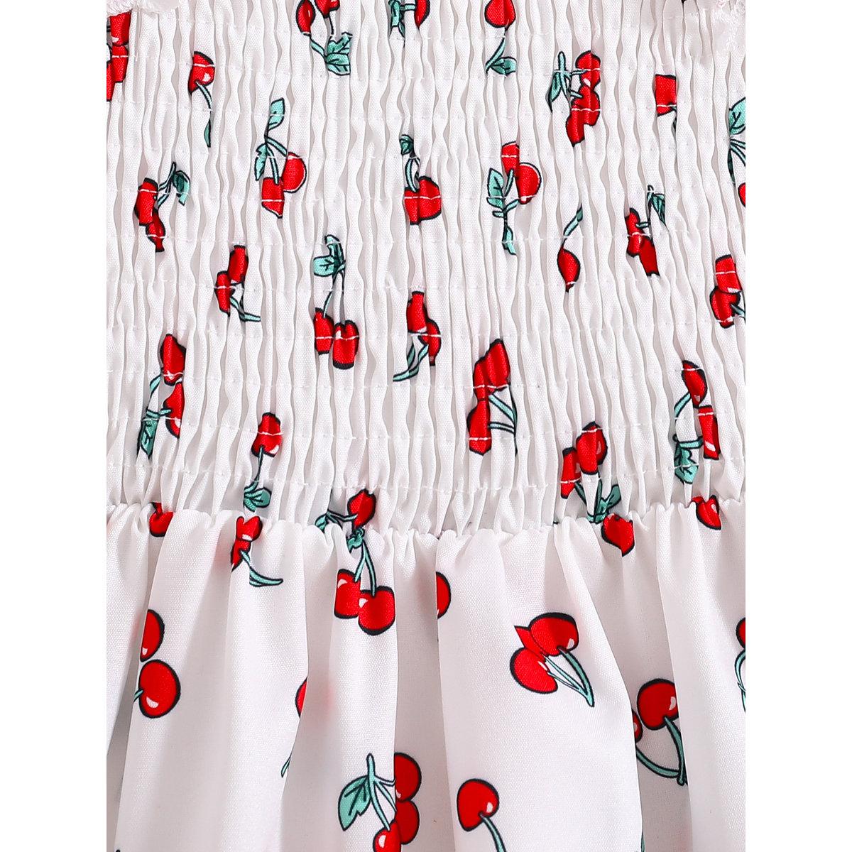 Take Two Girls Cherry Print Ruffled Sleeve Dress-girls-clothing-dressesandjumpsuits-image-5