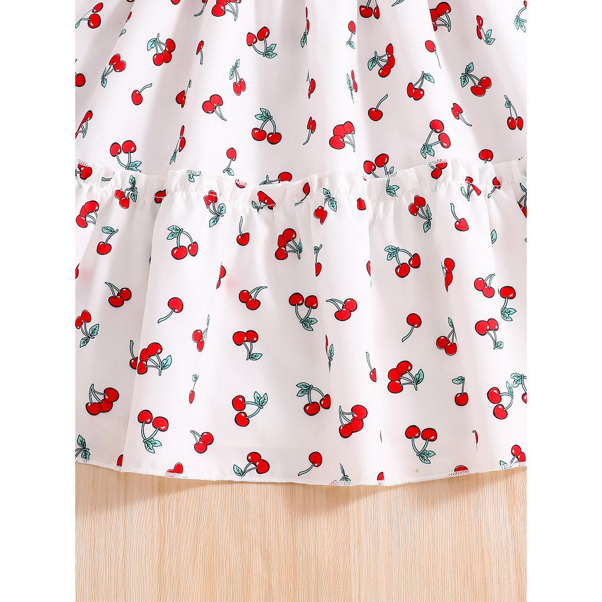 Take Two Girls Cherry Print Ruffled Sleeve Dress-girls-clothing-dressesandjumpsuits-image-6