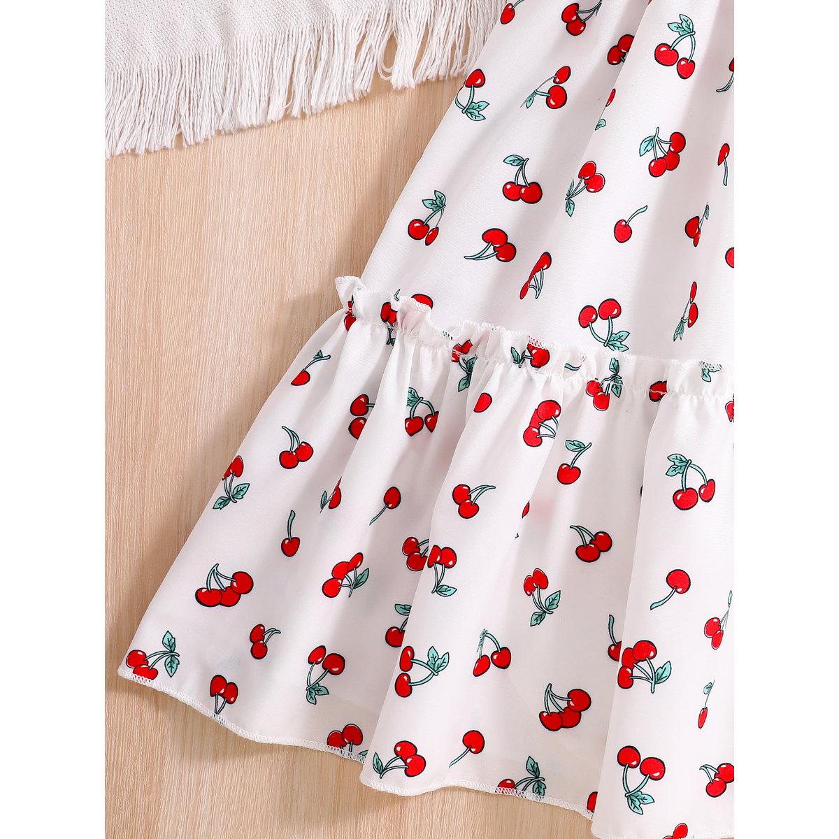 Take Two Girls Cherry Print Ruffled Sleeve Dress-girls-clothing-dressesandjumpsuits-image-7