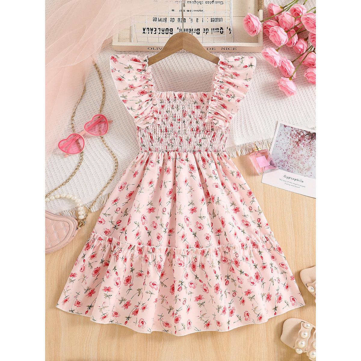 فستان بطبعة زهور وأكمام كشكش-girls-clothing-dressesandjumpsuits-image-1