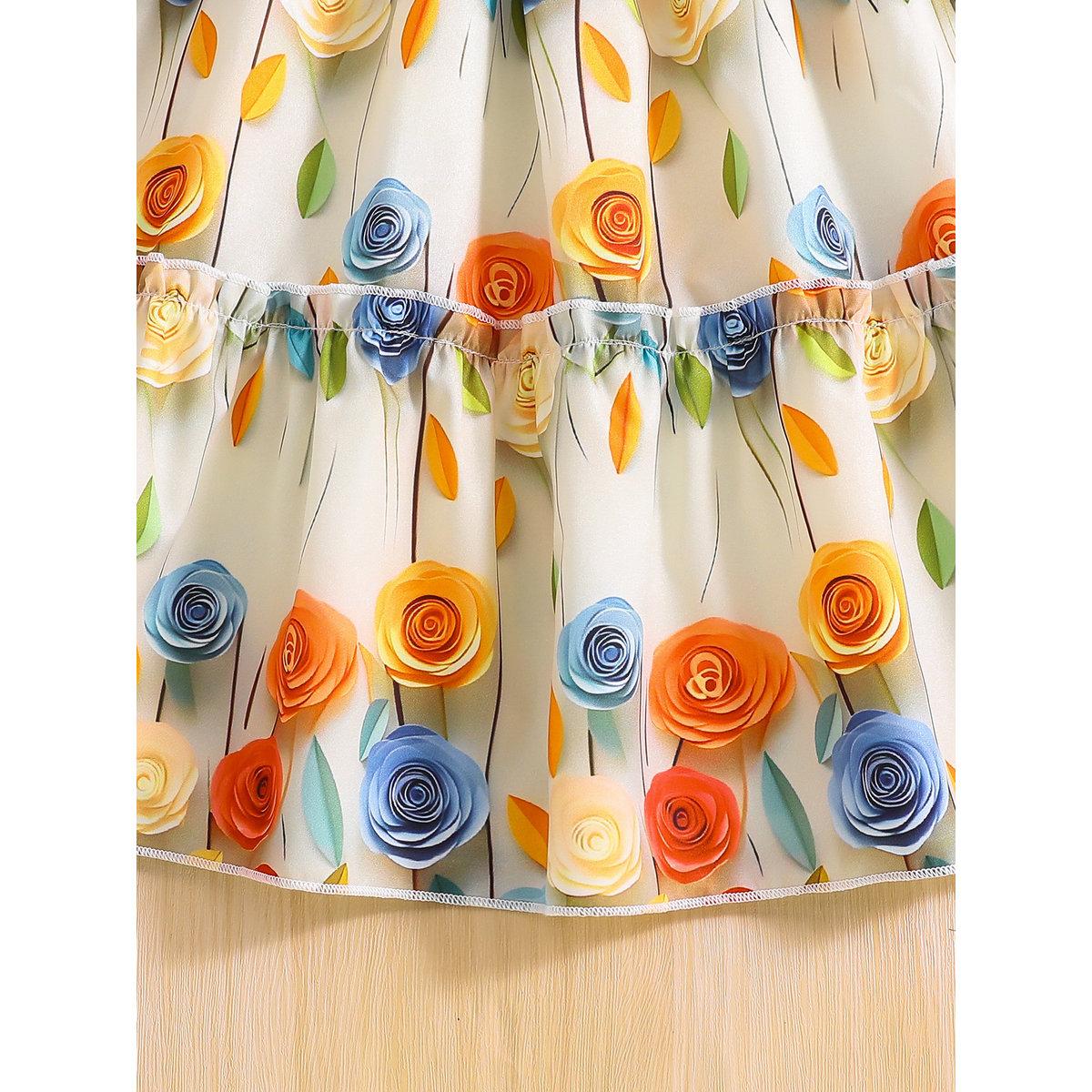 Take Two Girls Multi Floral Print Ruffled Sleeve Dress-girls-clothing-dressesandjumpsuits-image-7