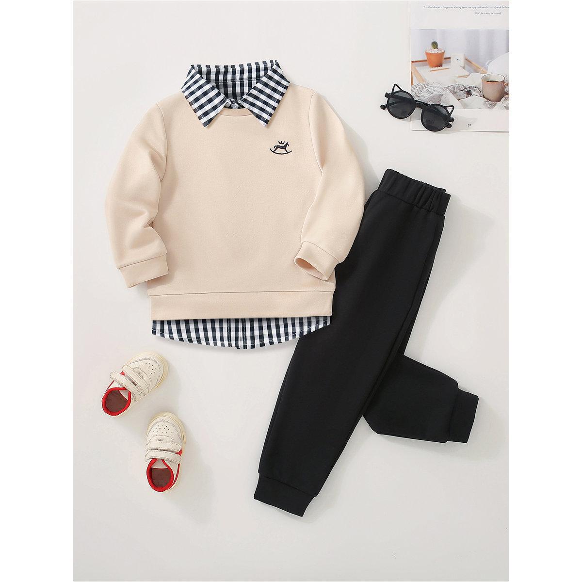 Take Two Boys Beige Solid Sweatshirt and Joggers Set-boys-clothing-setsandcoords-image-1