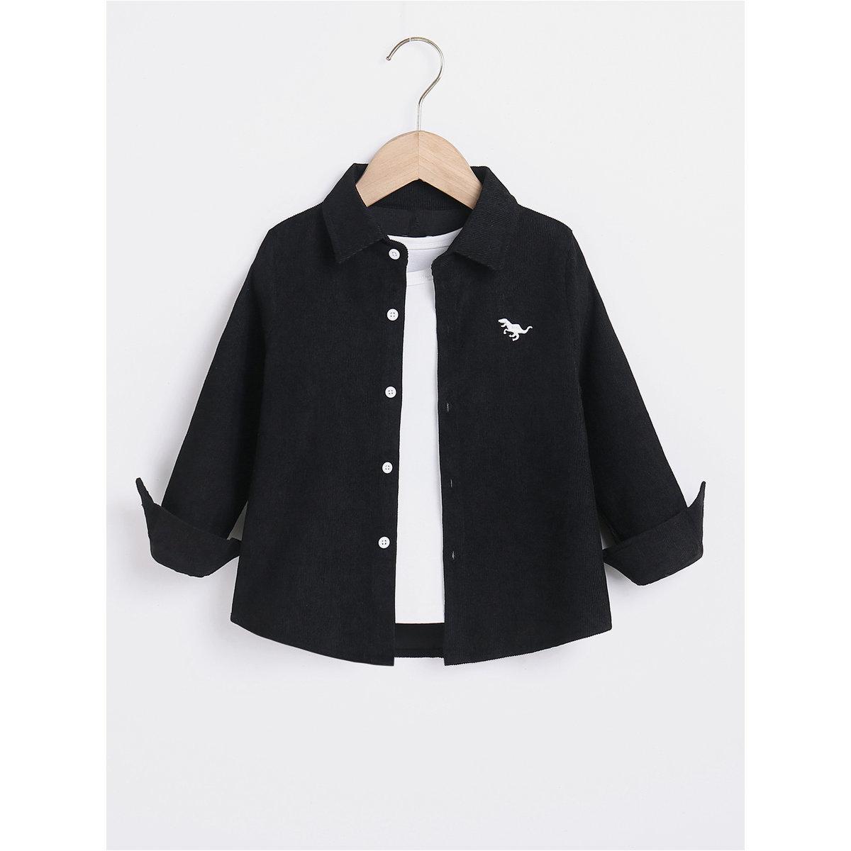 Take Two Boys Black Corduroy Shirt with Buttons-boys-clothing-shirts-image-1